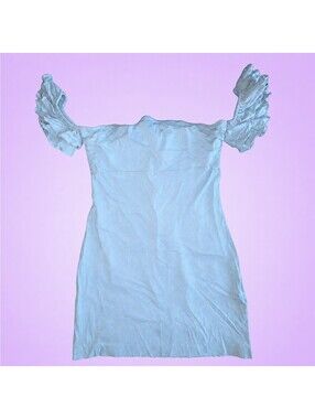 American Threads Womens Large Light Blue Off Shoulder Ruffle Sleeve Mini Dress